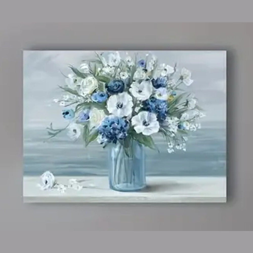 Beautiful Blue & White Flowers Canvas Print Framed 11.8" x 15.7" Wall Art NEW! Home & Garden:Home Décor:Posters & Prints Style Your Walls